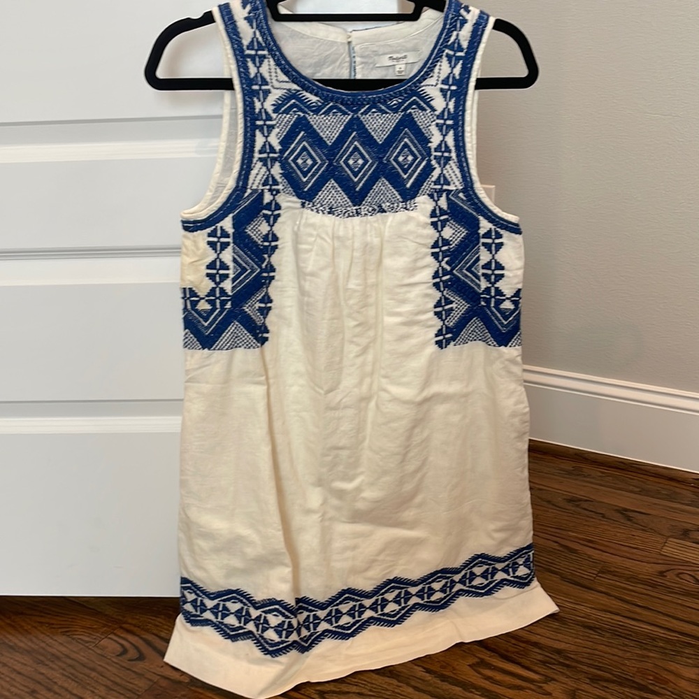 Madewell Blue Embroidery Dress